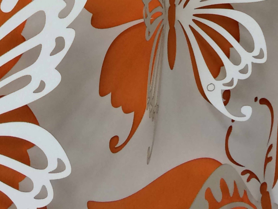 Laser cut drop paper for shop window display