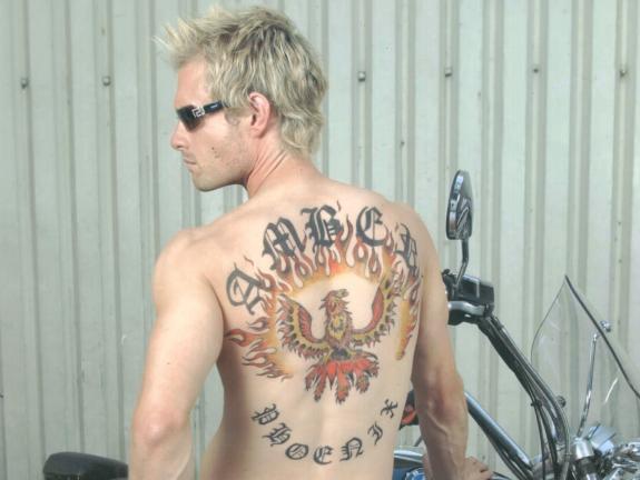 Body tattoo stencil for Footballer's Wives TV Show on actor's back