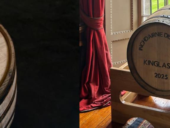 Inchdairnie Distillery cask with stencilled logo