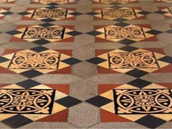 Close up of the completed Victorian tile restoration
