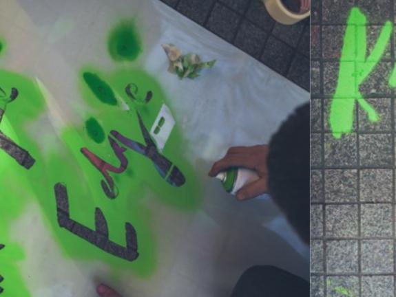 Chalk graffiti stencil for Build Hollywood