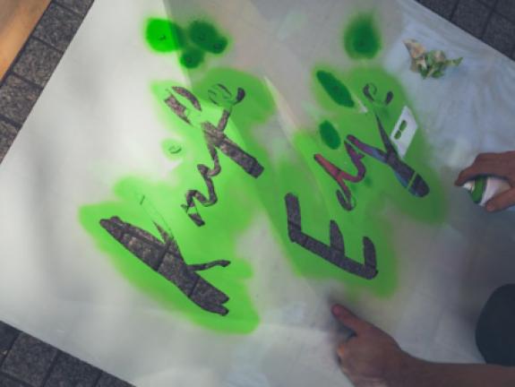 Chalk graffiti stencil for Build Hollywood