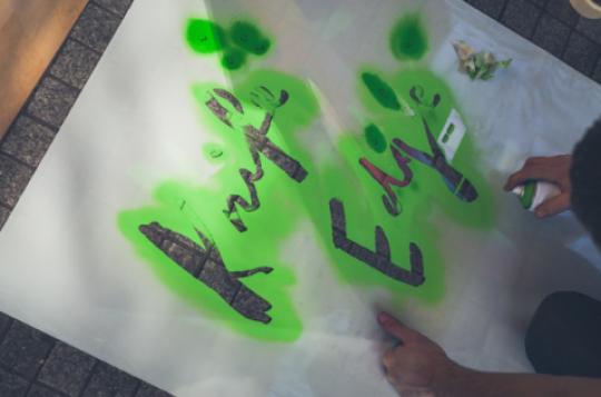 Chalk graffiti stencil for Build Hollywood