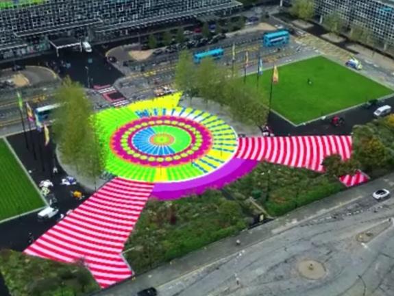 Ariel shot of the Milton Keynes stencil demonstrating the scale of the project