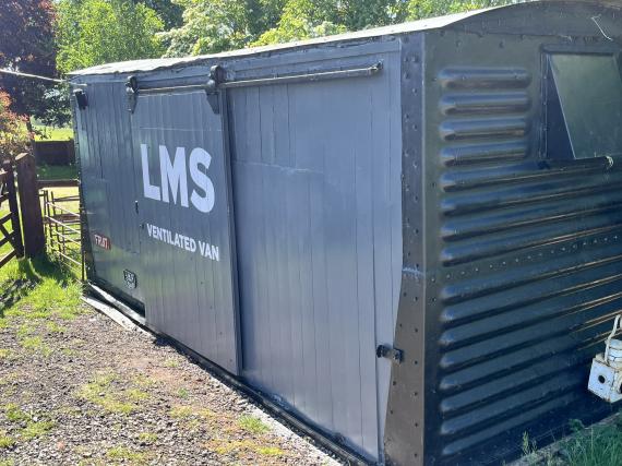 Logo stencilled on a corrugated shipping container