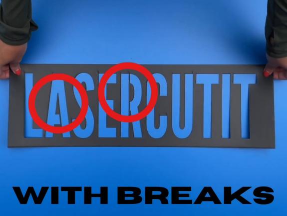 Overhead view of stencil with breaks highlighted