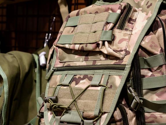 Military style backpack made from laser cut Cordura fabric