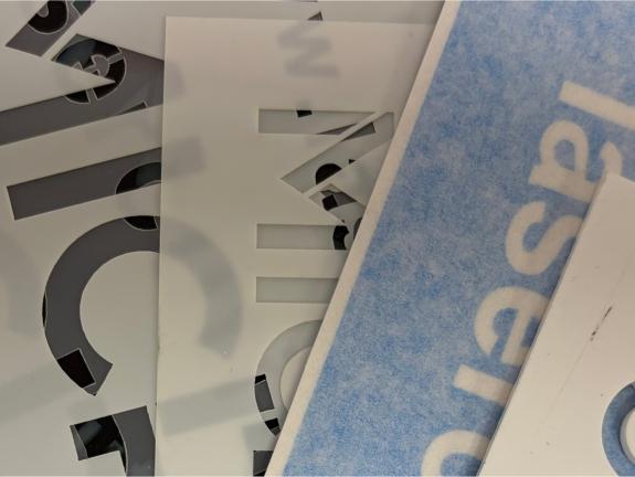 Range of stencil materials overlaid to show the options
