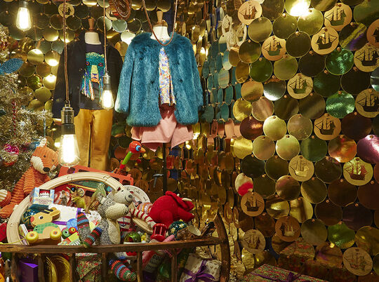 Liberty of London Christmas window display with hundreds of laser cut decorations