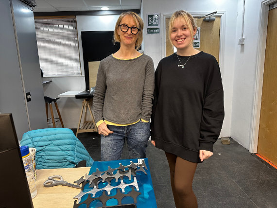 Sarah and Sophie in the studio