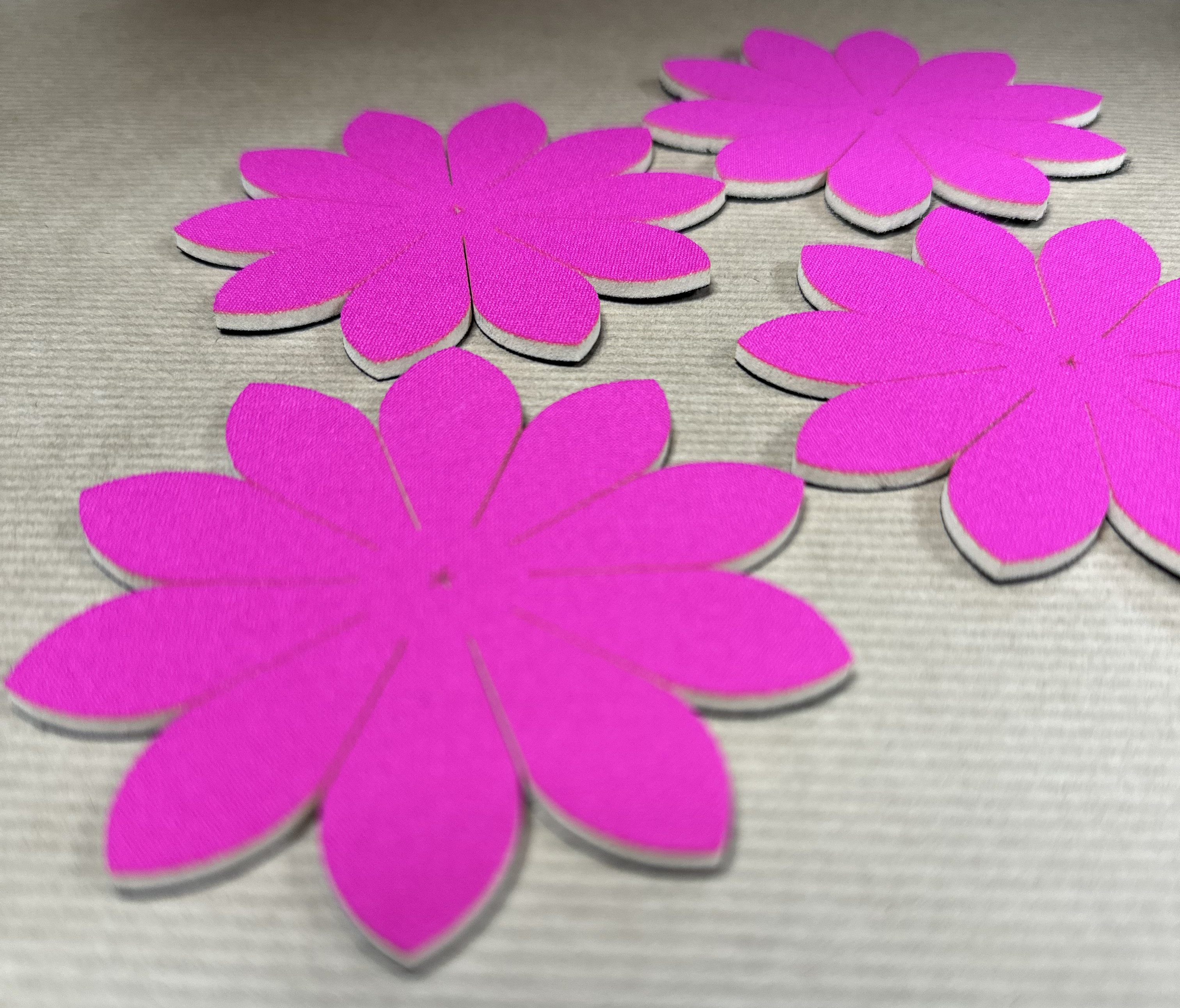 Pink laser cut flower applique