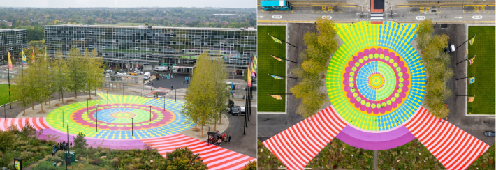 Overhead views of the ambitious Milton Keynes mural installation