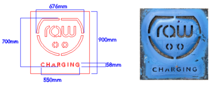 Artwork recreated from photo of required logo