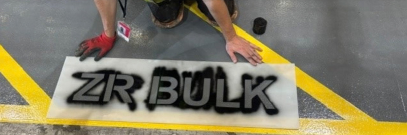 ZR BULK stencil being reused ready to be painted for the next logo